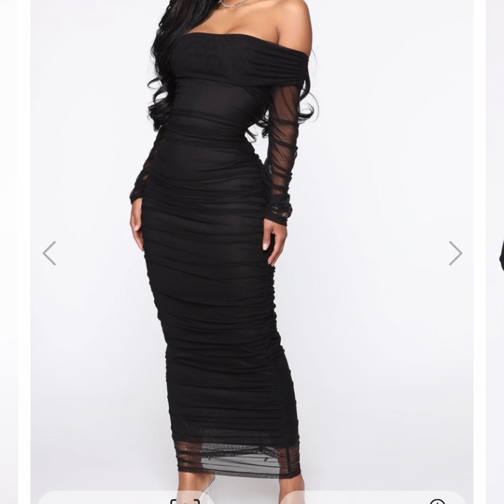 Black off the shoulder midi dress
